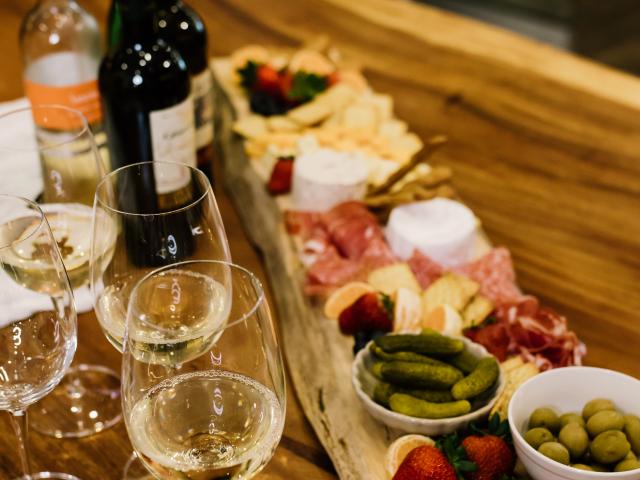 Charcuterie and white wine